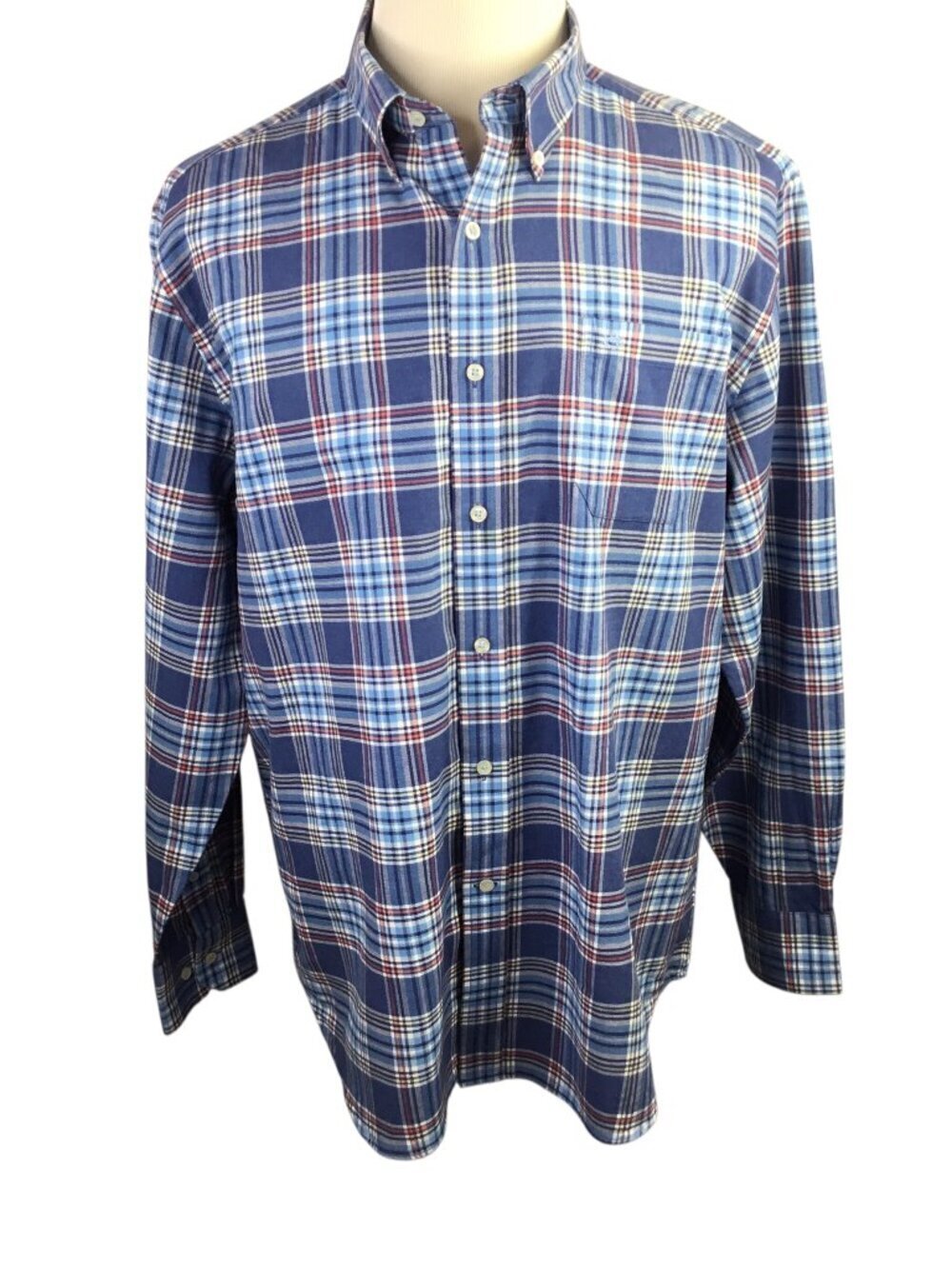 Southern Tide Classic Fit Shirt XL Long Sleeve Plaid Cotton Blue Button Down